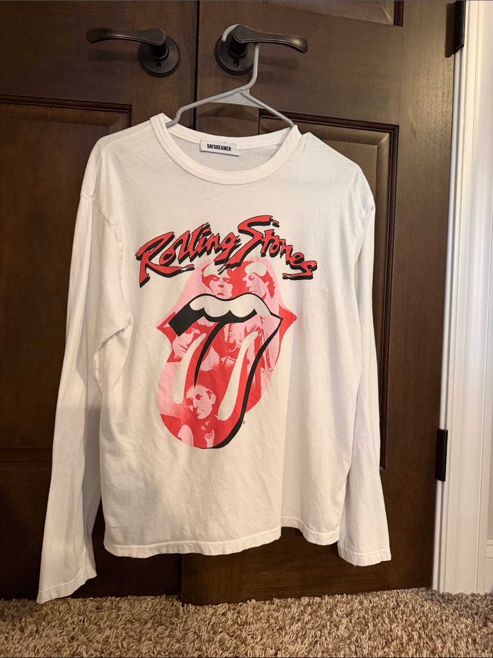Daydreamer-Rolling Stones White Long-Sleeve Graphic Tee